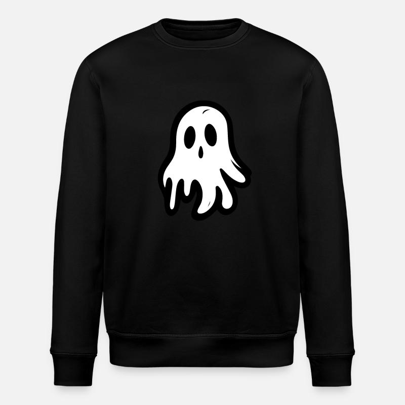 Spooky Cute Kawaii Ghost Design - Stanley/Stella ROLLER Unisex Organic Sweatshirt - black