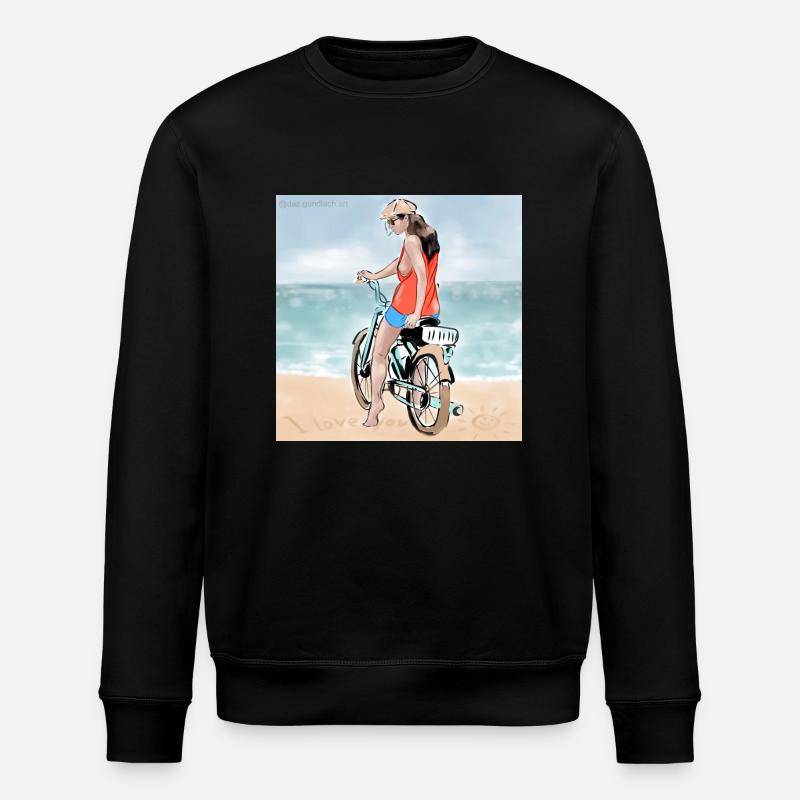 Frau auf dem Moped - Stanley/Stella Unisex Bio-Sweatshirt ROLLER - Schwarz