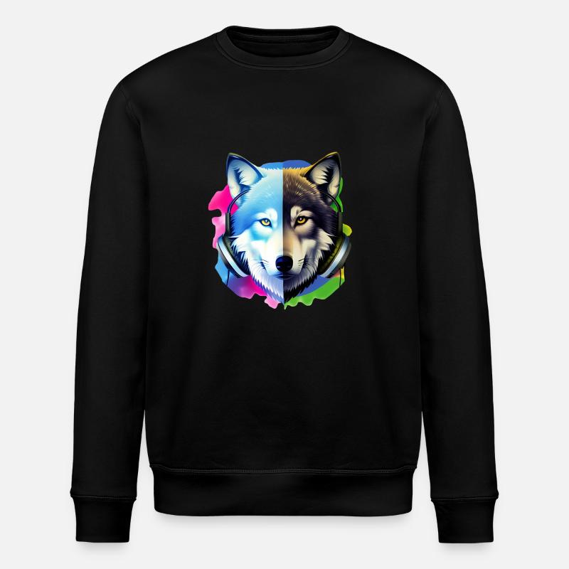 loup avec des écouteurs - Sweat bio ROLLER Stanley/Stella Unisexe - noir