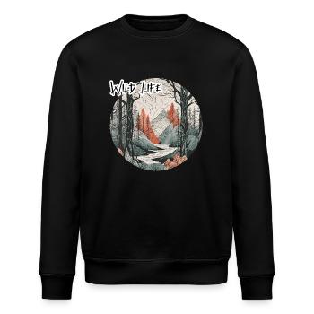 Forêt / Rivière / Sauvage / Vie / Rivière / Arbres - Sweat bio ROLLER Stanley/Stella Unisexe - noir - Devant - Nik (191cm)