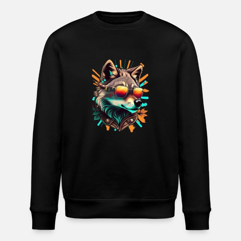 cool wolf - Stanley/Stella ROLLER Unisex Organic Sweatshirt - black