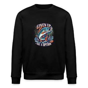 Shirt "Given up is not an option" - Stanley/Stella Unisex Bio-Sweatshirt ROLLER - Schwarz - Vorne - Nik (191cm)