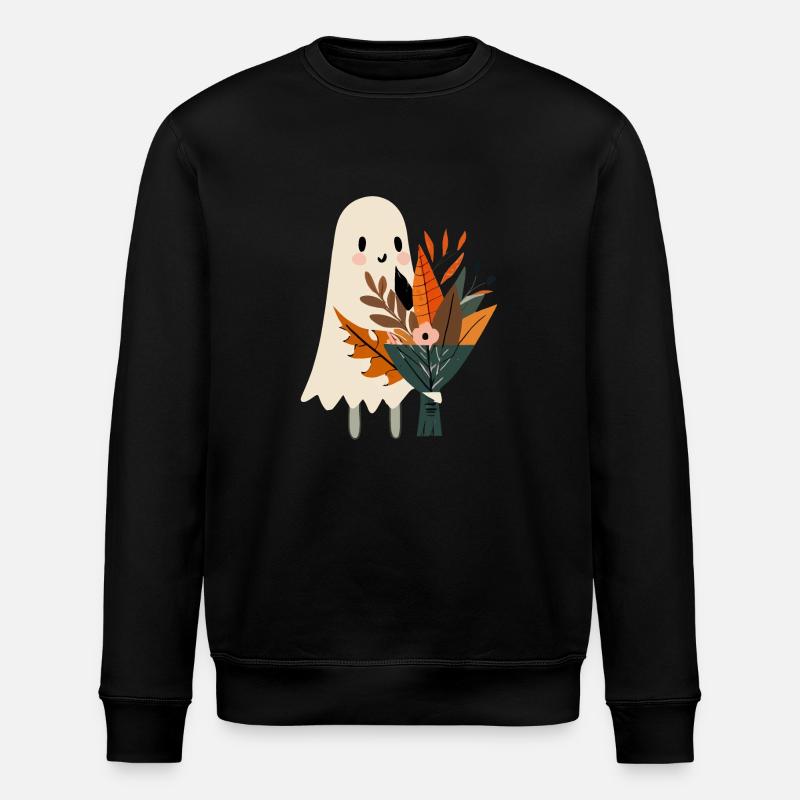 Fantôme avec bouquet de fleurs - Sweat bio ROLLER Stanley/Stella Unisexe - noir