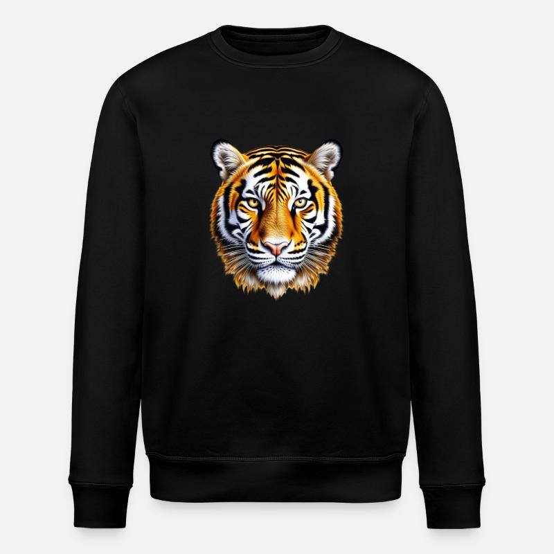 Orangefarbenes Tigergesicht - Stanley/Stella Unisex Bio-Sweatshirt ROLLER - Schwarz