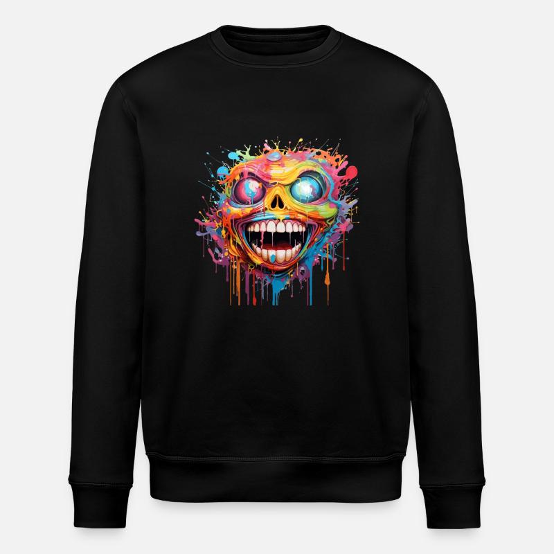 Crazy Skull - Stanley/Stella ROLLER Unisex Organic Sweatshirt - black