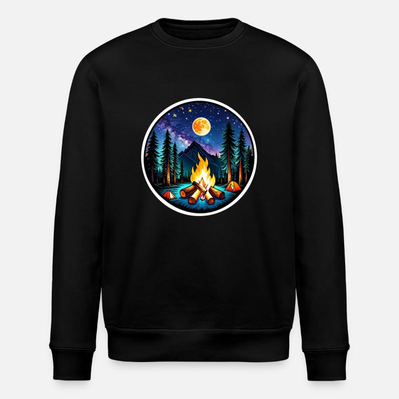 Camping, tent and campfire - Stanley/Stella ROLLER Unisex Organic Sweatshirt - black