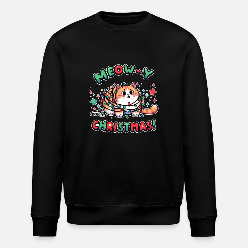 Meow Christmas Design - Stanley/Stella ROLLER Unisex Organic Sweatshirt - black