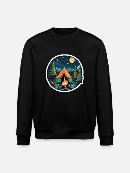 Camping, tent and campfire - Stanley/Stella ROLLER Unisex Organic Sweatshirt - black