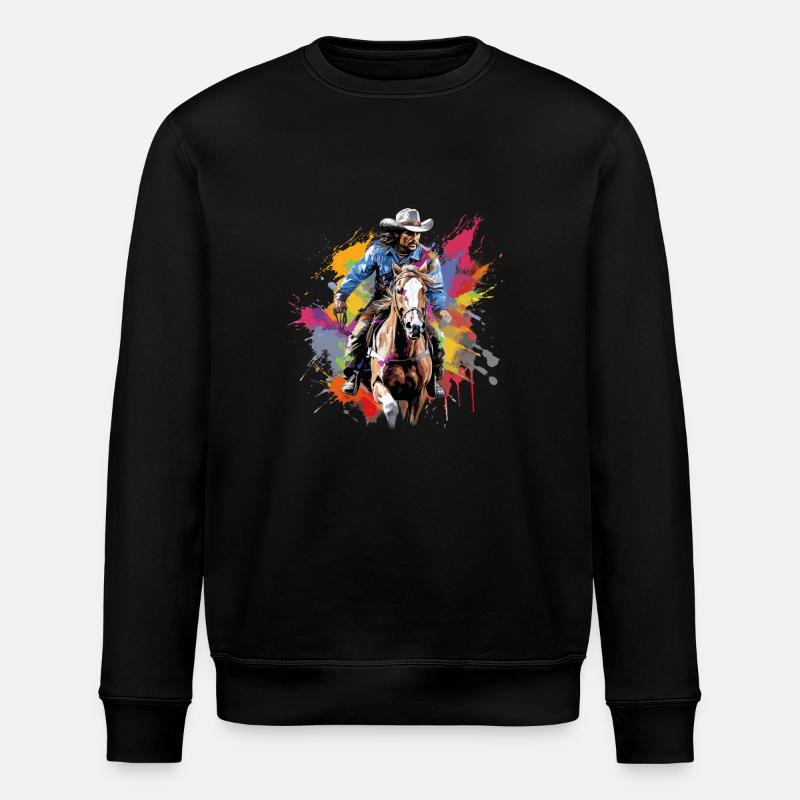 Cowboy Pferd Western - Stanley/Stella Unisex Bio-Sweatshirt ROLLER - Schwarz