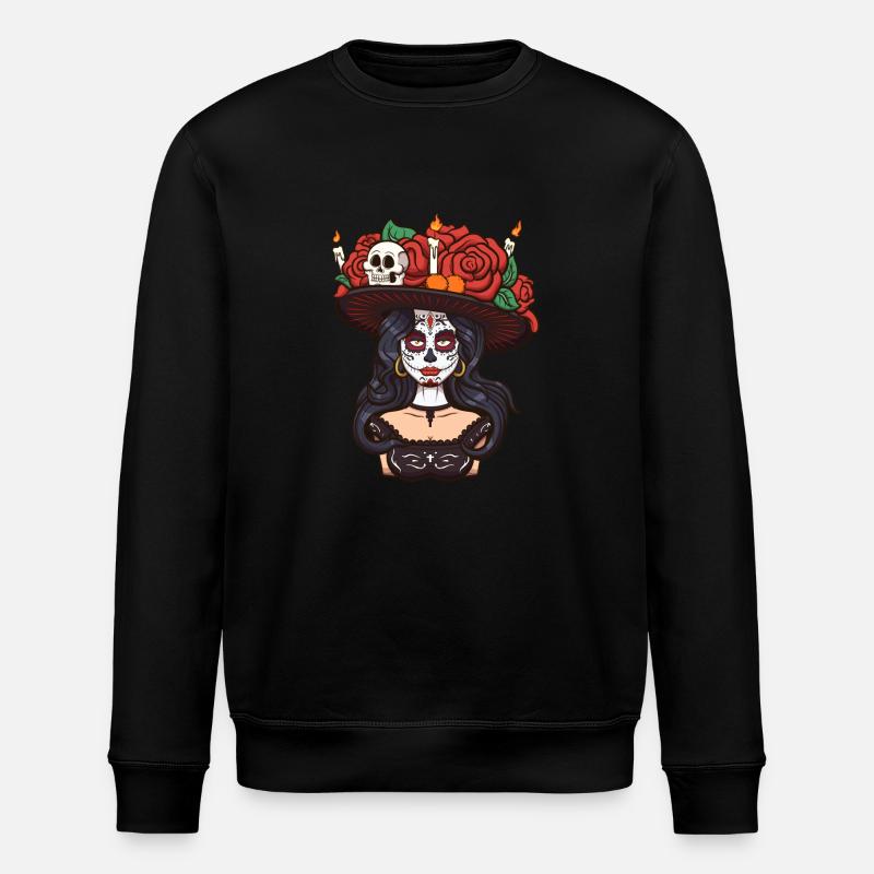 Sugar Skull Mädchen - Stanley/Stella Unisex Bio-Sweatshirt ROLLER - Schwarz