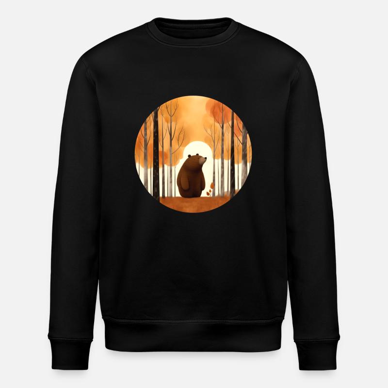 Bär im Herbstwald - Stanley/Stella Unisex Bio-Sweatshirt ROLLER - Schwarz