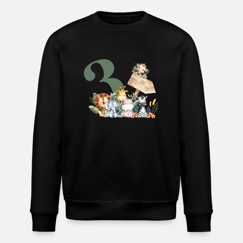 3rd Birthday Personalized Safari - Stanley/Stella ROLLER Unisex Organic Sweatshirt - black