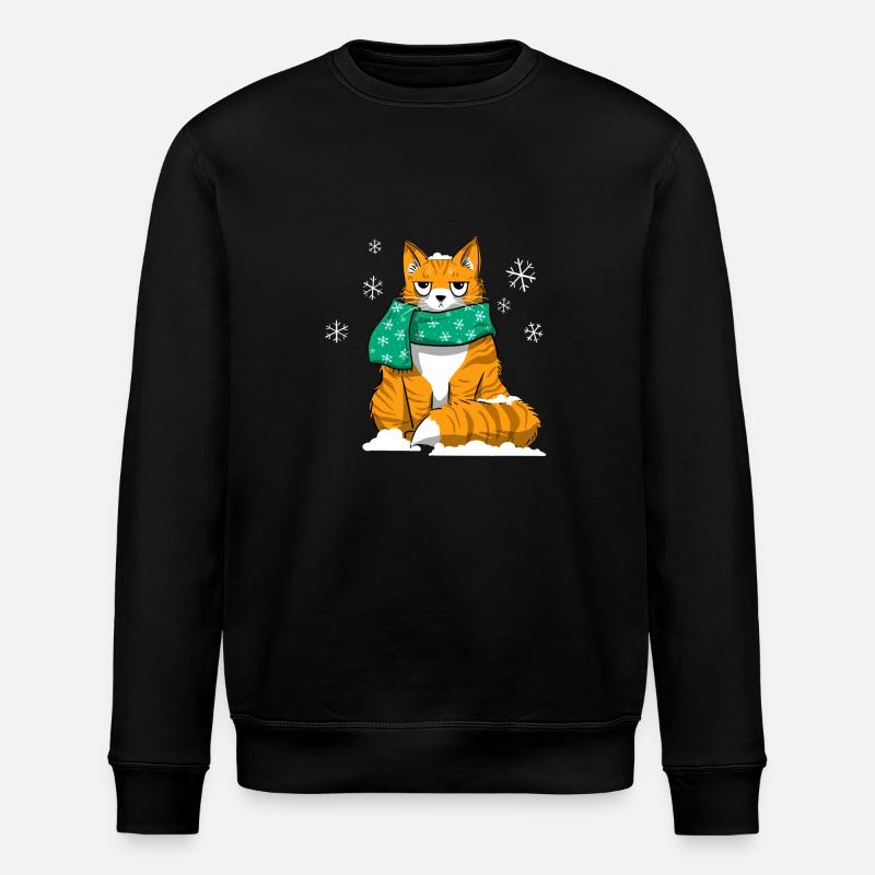 Winterkatze - Stanley/Stella Unisex Bio-Sweatshirt ROLLER - Schwarz