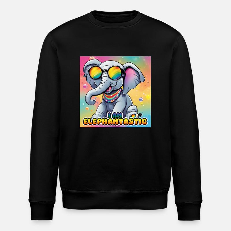 🌈🐘 Elephantastic - Elefantastic - Stanley/Stella ROLLER Unisex Organic Sweatshirt - black