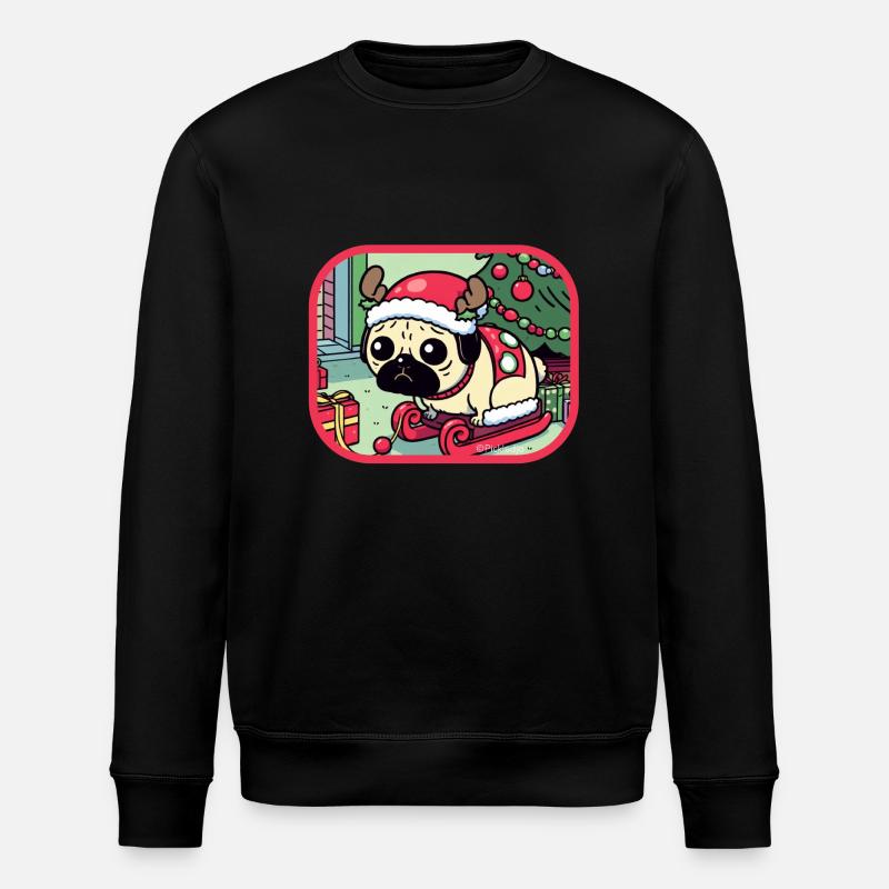 Weihnachtlicher Mops - Stanley/Stella Unisex Bio-Sweatshirt ROLLER - Schwarz