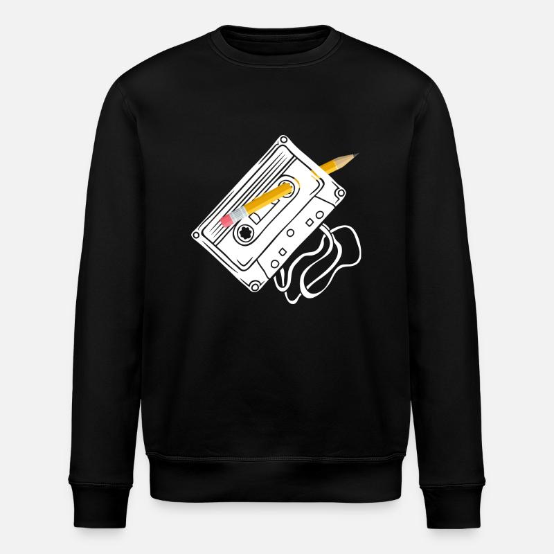 Rewind cassette with pencil - Stanley/Stella ROLLER Unisex Organic Sweatshirt - black