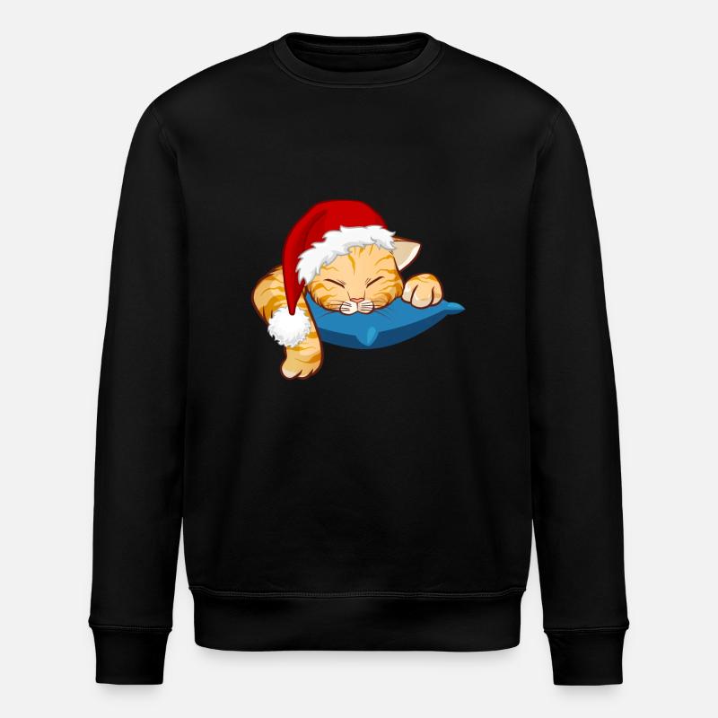 Chat de Noël endormi - Sweat bio ROLLER Stanley/Stella Unisexe - noir