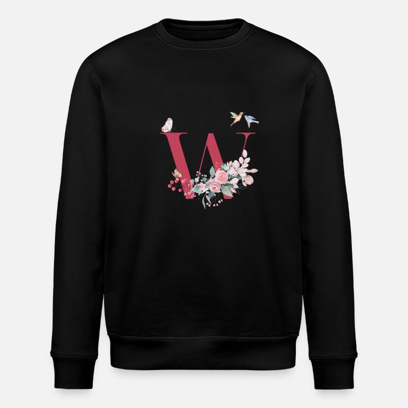 Buchstabe mit Blumen - Geschenkidee - Stanley/Stella Unisex Bio-Sweatshirt ROLLER - Schwarz