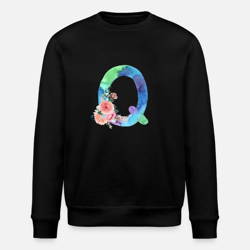 Buchstabe q Aquarell - Stanley/Stella Unisex Bio-Sweatshirt ROLLER - Schwarz