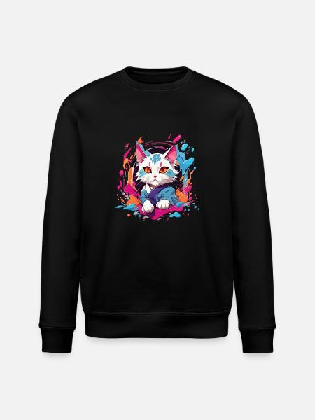 Bunte Katze - Stanley/Stella Unisex Bio-Sweatshirt ROLLER - Schwarz