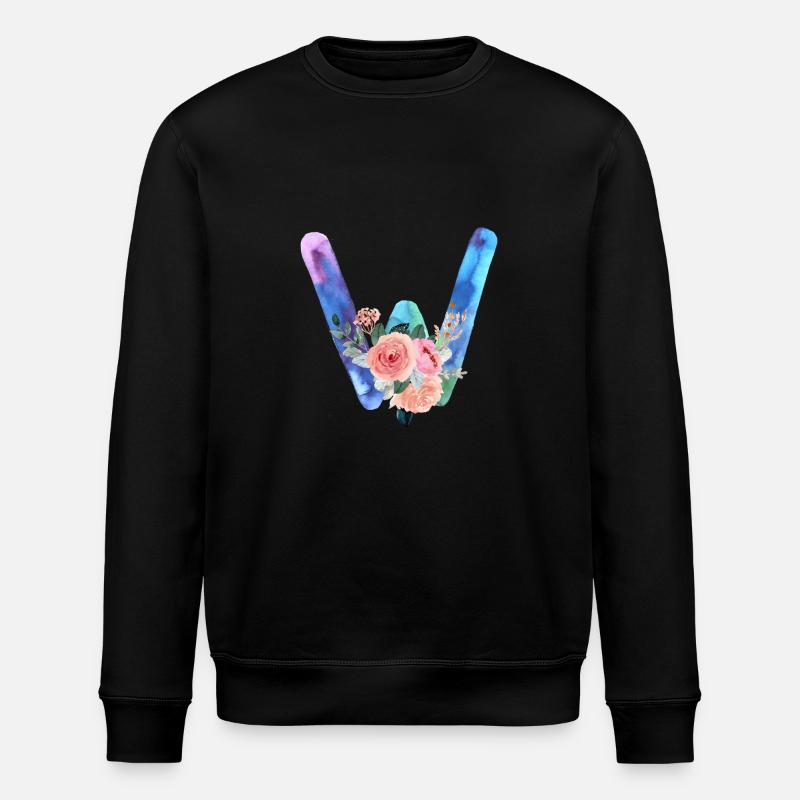 Buchstabe w Aquarell - Stanley/Stella Unisex Bio-Sweatshirt ROLLER - Schwarz