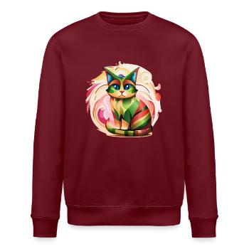 Color Burst Cat - Stanley/Stella Unisex Bio-Sweatshirt ROLLER - Burgunderrot - Vorne - Nik (191cm)