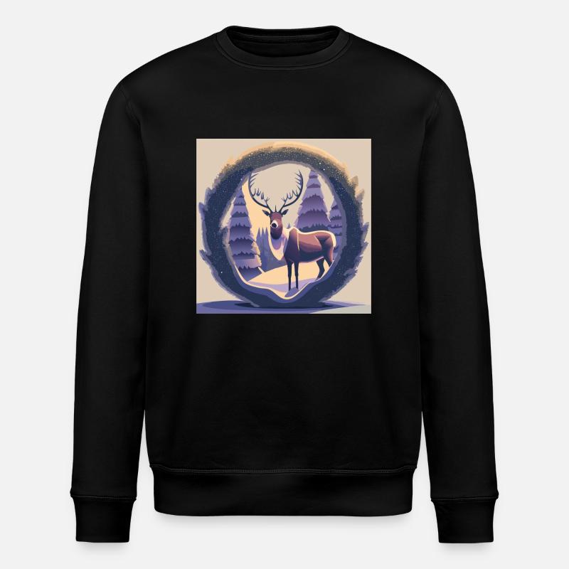 Reindeer Wreath - Stanley/Stella ROLLER Unisex Organic Sweatshirt - black