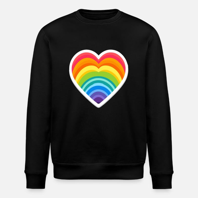 Regenbogen-Herz - Stanley/Stella Unisex Bio-Sweatshirt ROLLER - Schwarz