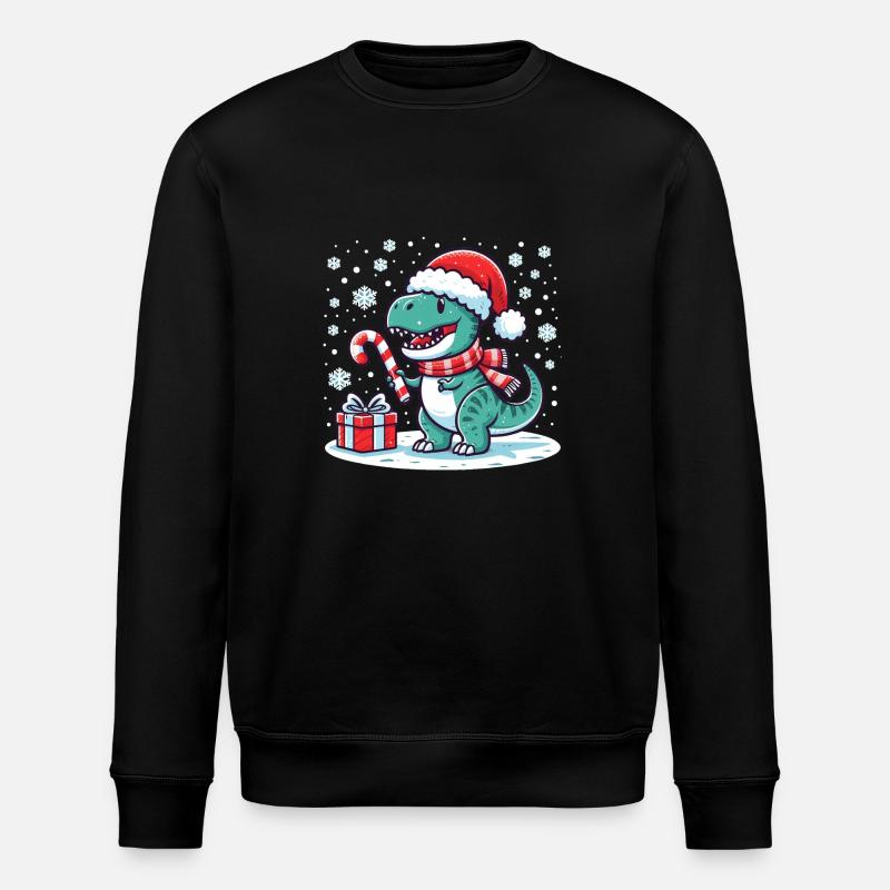 Weihnachtlicher T-Rex - Stanley/Stella Unisex Bio-Sweatshirt ROLLER - Schwarz