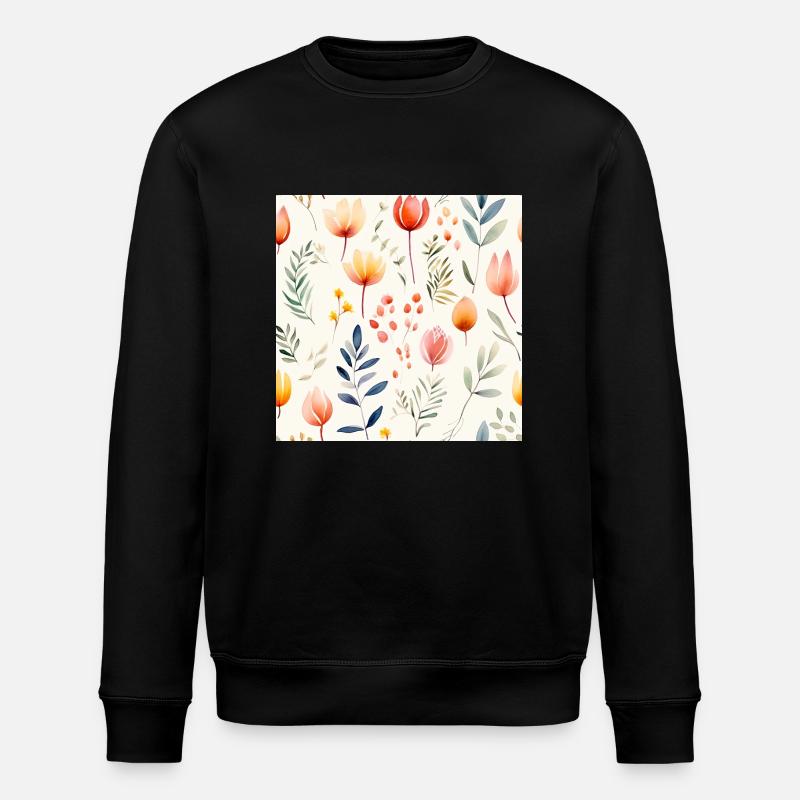 Floraison à l’aquarelle - Sweat bio ROLLER Stanley/Stella Unisexe - noir