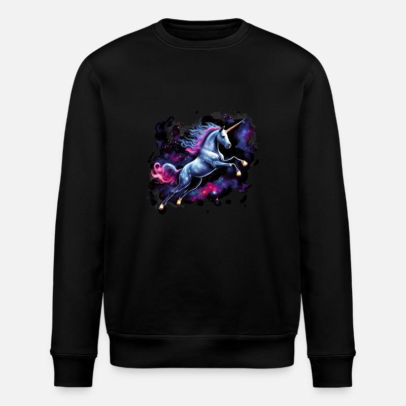 Weltraum-Einhorn - Stanley/Stella Unisex Bio-Sweatshirt ROLLER - Schwarz