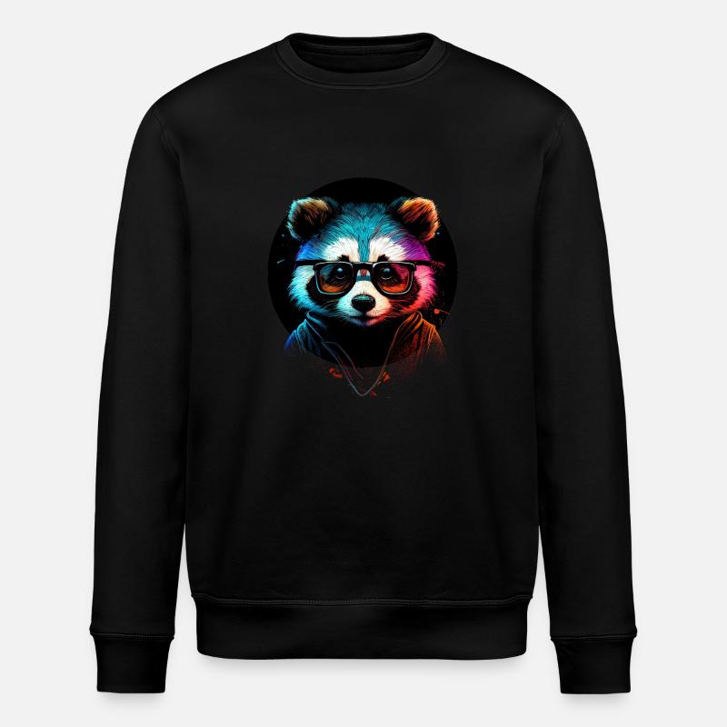 Hipster-Waschbär - Stanley/Stella Unisex Bio-Sweatshirt ROLLER - Schwarz