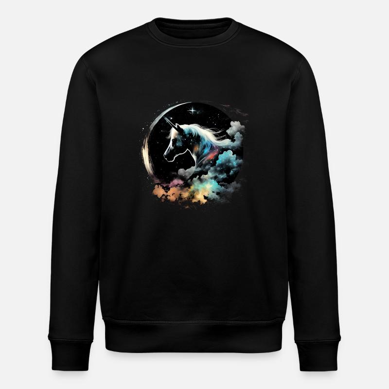 Nacht-Einhorn - Stanley/Stella Unisex Bio-Sweatshirt ROLLER - Schwarz