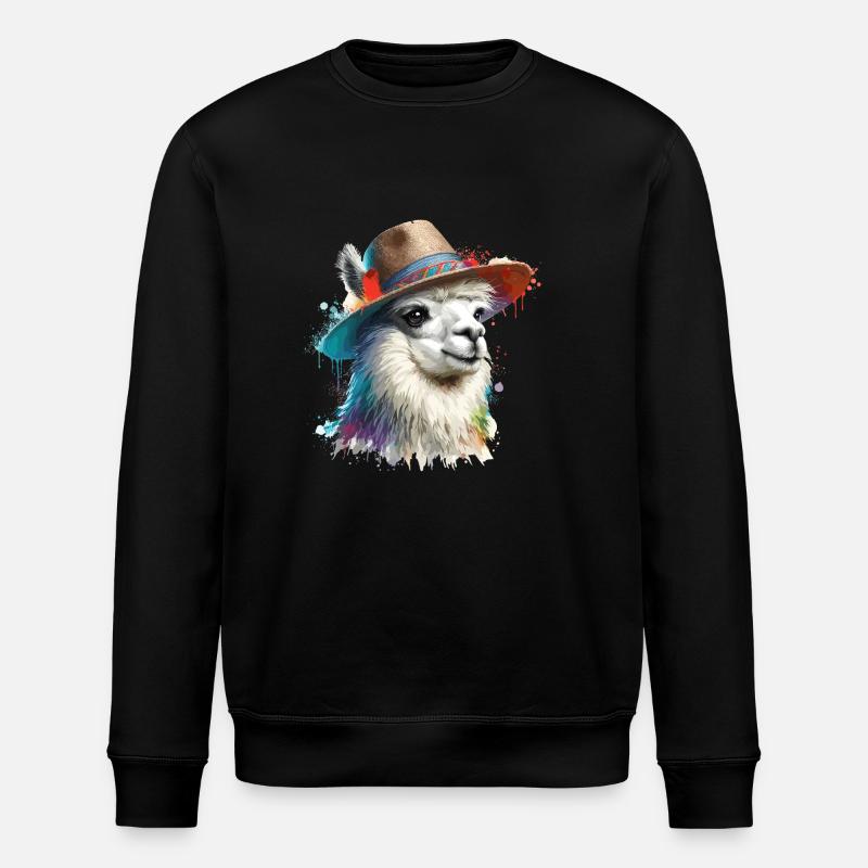 Llama with hat - Stanley/Stella ROLLER Unisex Organic Sweatshirt - black