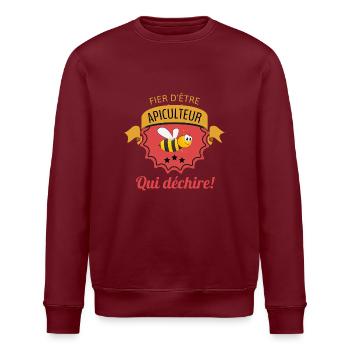 Apiculteur - Sweat bio ROLLER Stanley/Stella Unisexe - bordeaux - Devant - Nik (191cm)