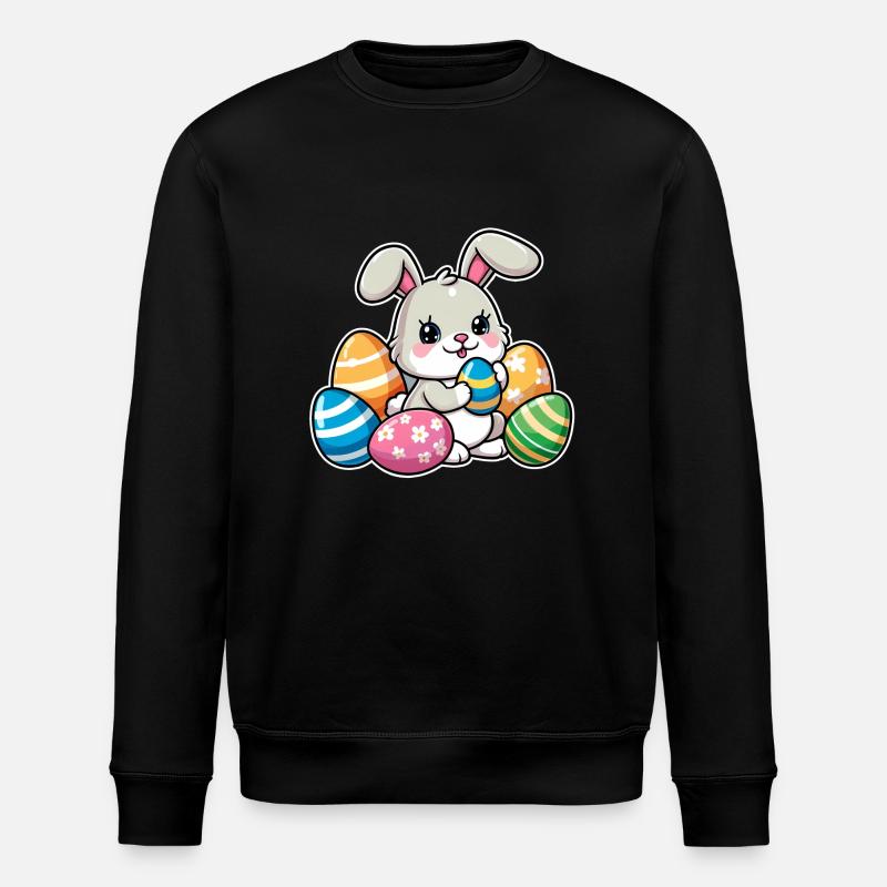Big Egg Bunny - Stanley/Stella Unisex Bio-Sweatshirt ROLLER - Schwarz