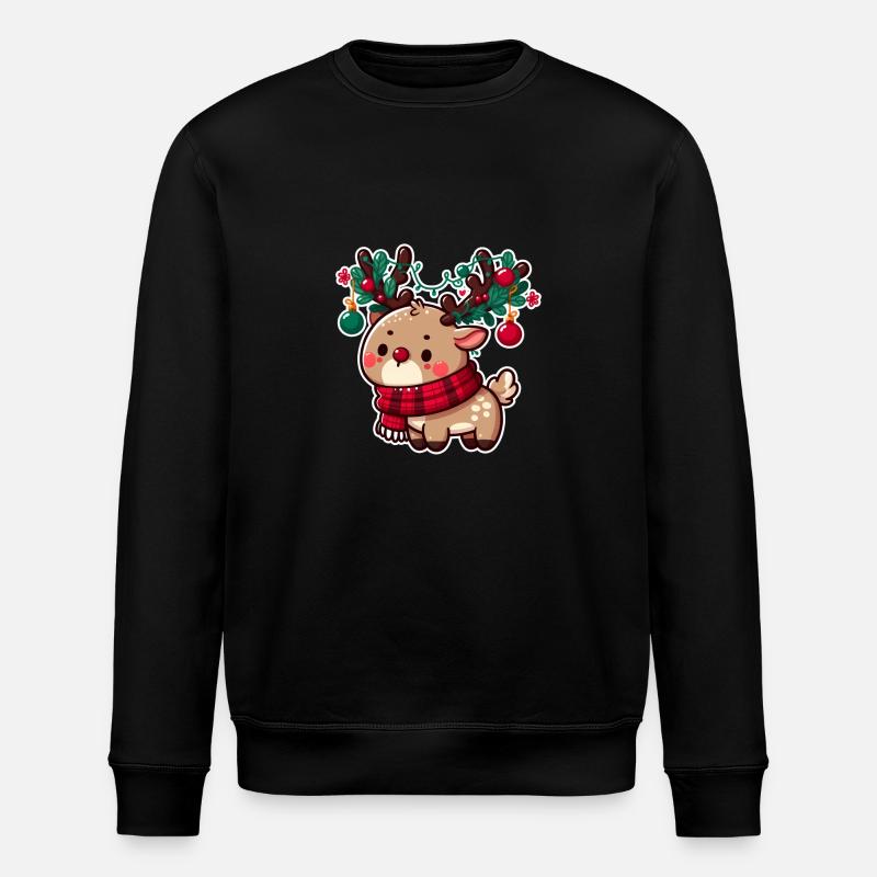 Süßes Weihnachtsrentier - Stanley/Stella Unisex Bio-Sweatshirt ROLLER - Schwarz