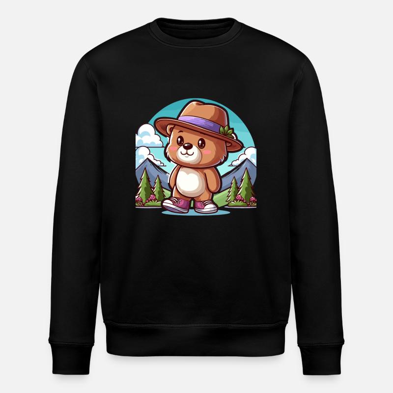 Cute bear with hat - Stanley/Stella ROLLER Unisex Organic Sweatshirt - black