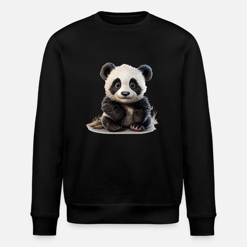 Putziger kleiner Pandabär - Stanley/Stella Unisex Bio-Sweatshirt ROLLER - Schwarz