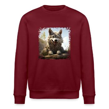 Lustiger Wolf - Stanley/Stella Unisex Bio-Sweatshirt ROLLER - Burgunderrot - Vorne - Nik (191cm)