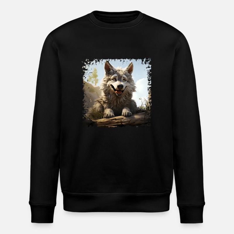 Funny Wolf - Stanley/Stella ROLLER Unisex Organic Sweatshirt - black