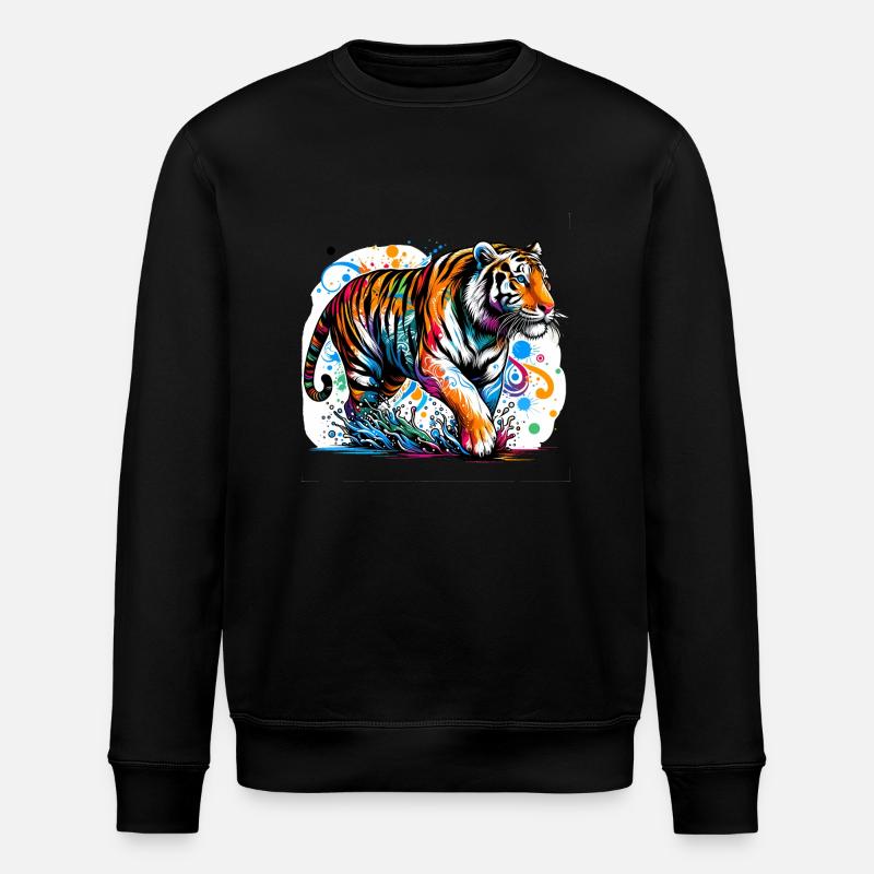 Majestätischer Tiger - Stanley/Stella Unisex Bio-Sweatshirt ROLLER - Schwarz
