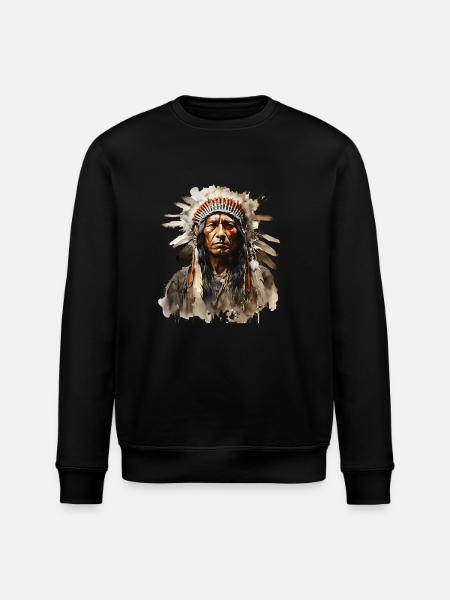 Sioux Indians in feather headdress - Stanley/Stella ROLLER Unisex Organic Sweatshirt - black
