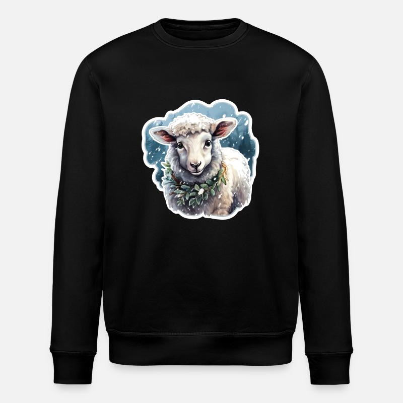 Lämmchen im Schnee - Stanley/Stella Unisex Bio-Sweatshirt ROLLER - Schwarz