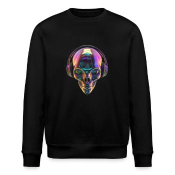 Chromatischer Alien-Kopf mit Kopfhörern - Stanley/Stella Unisex Bio-Sweatshirt ROLLER - Schwarz - Vorne - Nik (191cm)