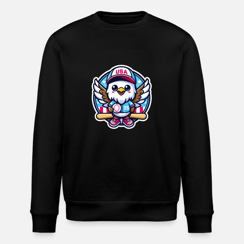 Patriotic Eagle - Baseball USA - Stanley/Stella ROLLER Unisex Organic Sweatshirt - black