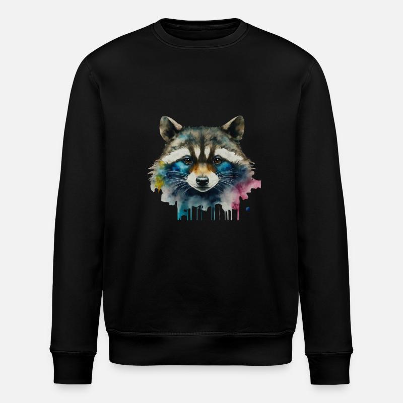 Waschbär Krafttier - Stanley/Stella Unisex Bio-Sweatshirt ROLLER - Schwarz