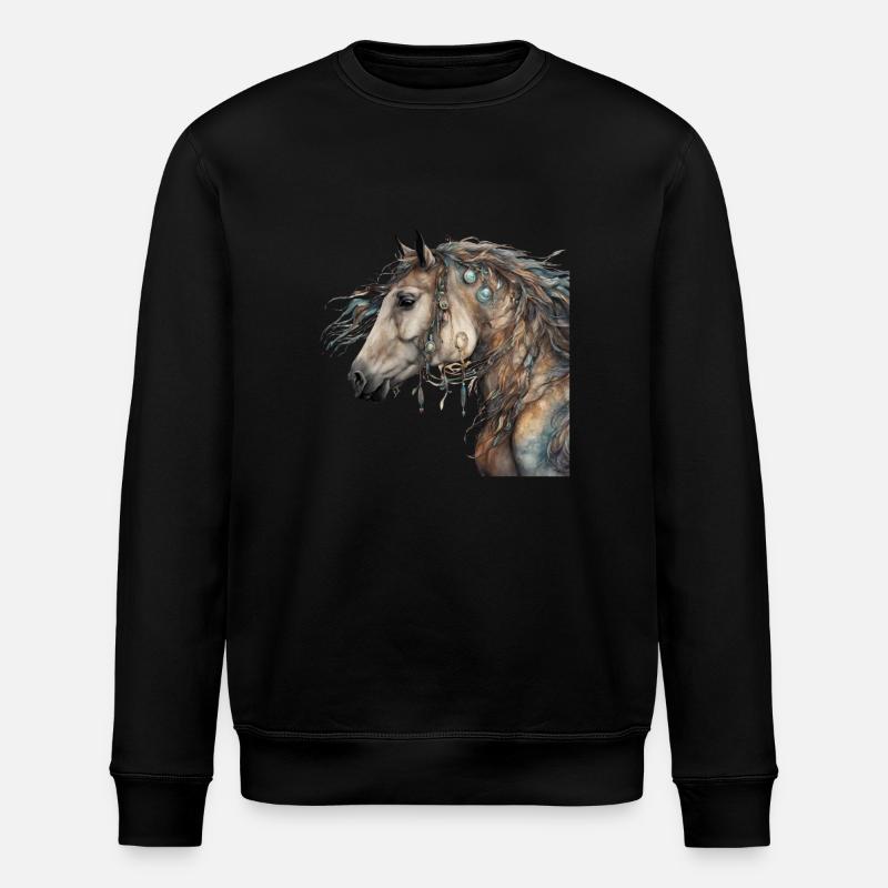 Pferd Schamanisch Krafttier - Stanley/Stella Unisex Bio-Sweatshirt ROLLER - Schwarz