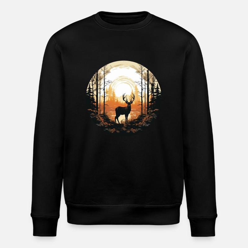Rehe im Wald - Stanley/Stella Unisex Bio-Sweatshirt ROLLER - Schwarz