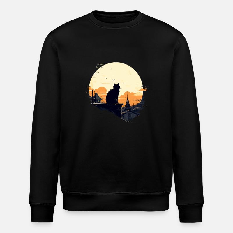 Chat solitaire - Sweat bio ROLLER Stanley/Stella Unisexe - noir